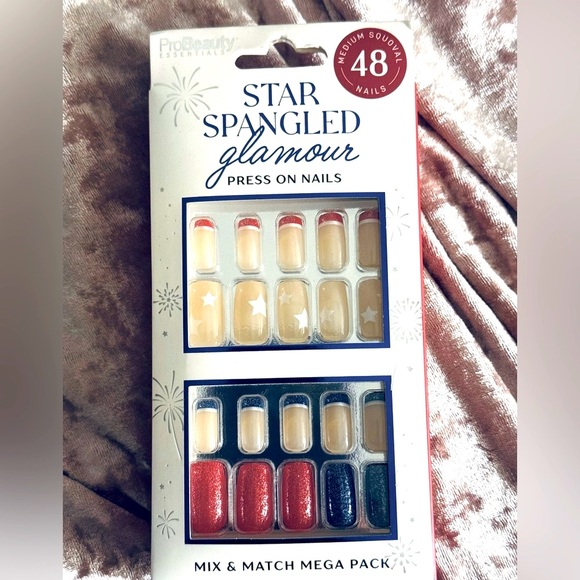 Pro Beauty Other - 2 pks Star Spangled Glamour Press On Nails - Red, Blue, Cream